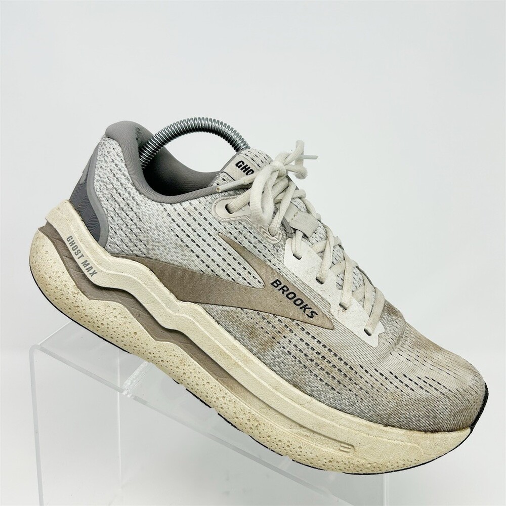 Brooks Ghost Max 2 Men's Running Shoes Gray Beige Max Cushion Road Size 8.5